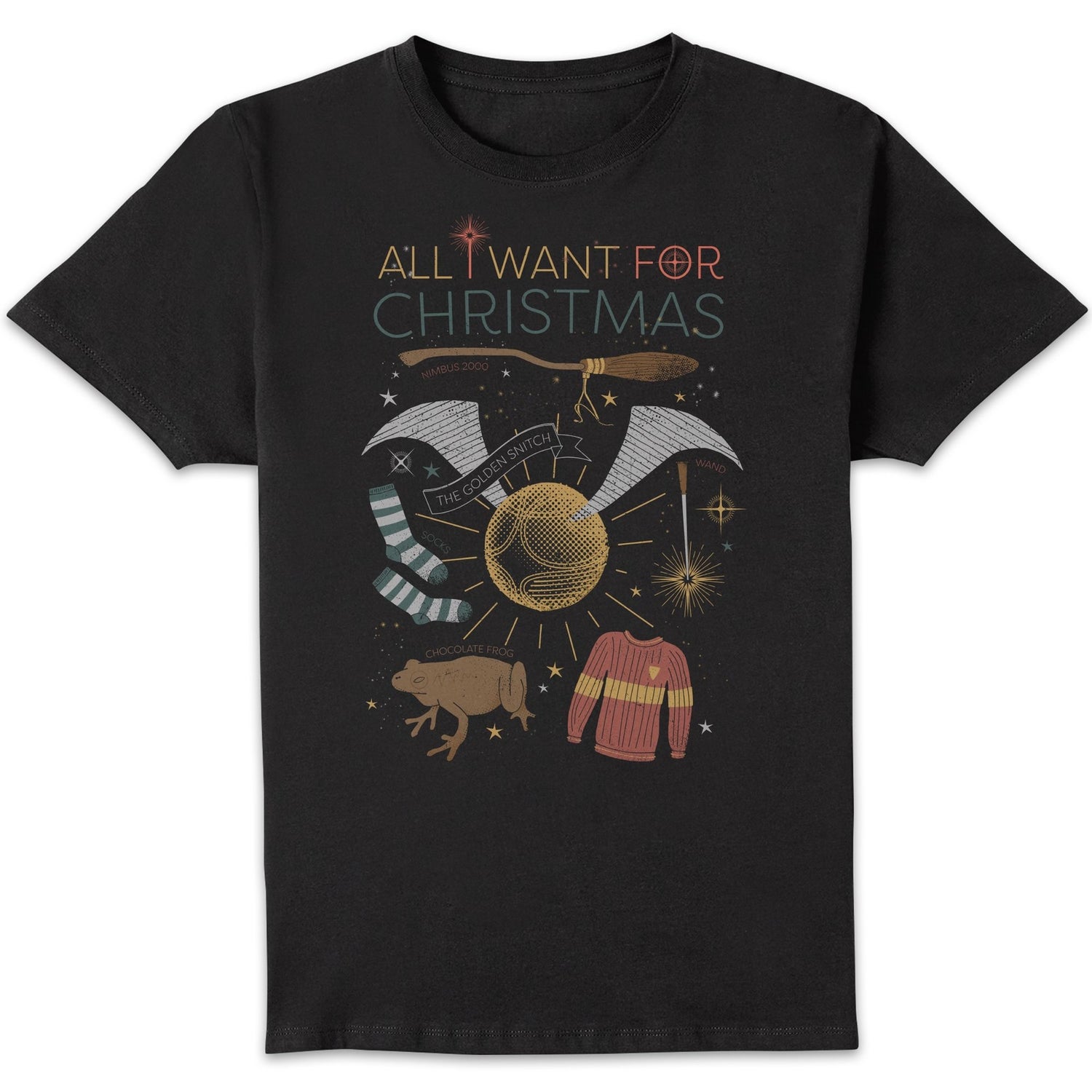 Harry Potter All I Want Men's Christmas T-Shirt - Black