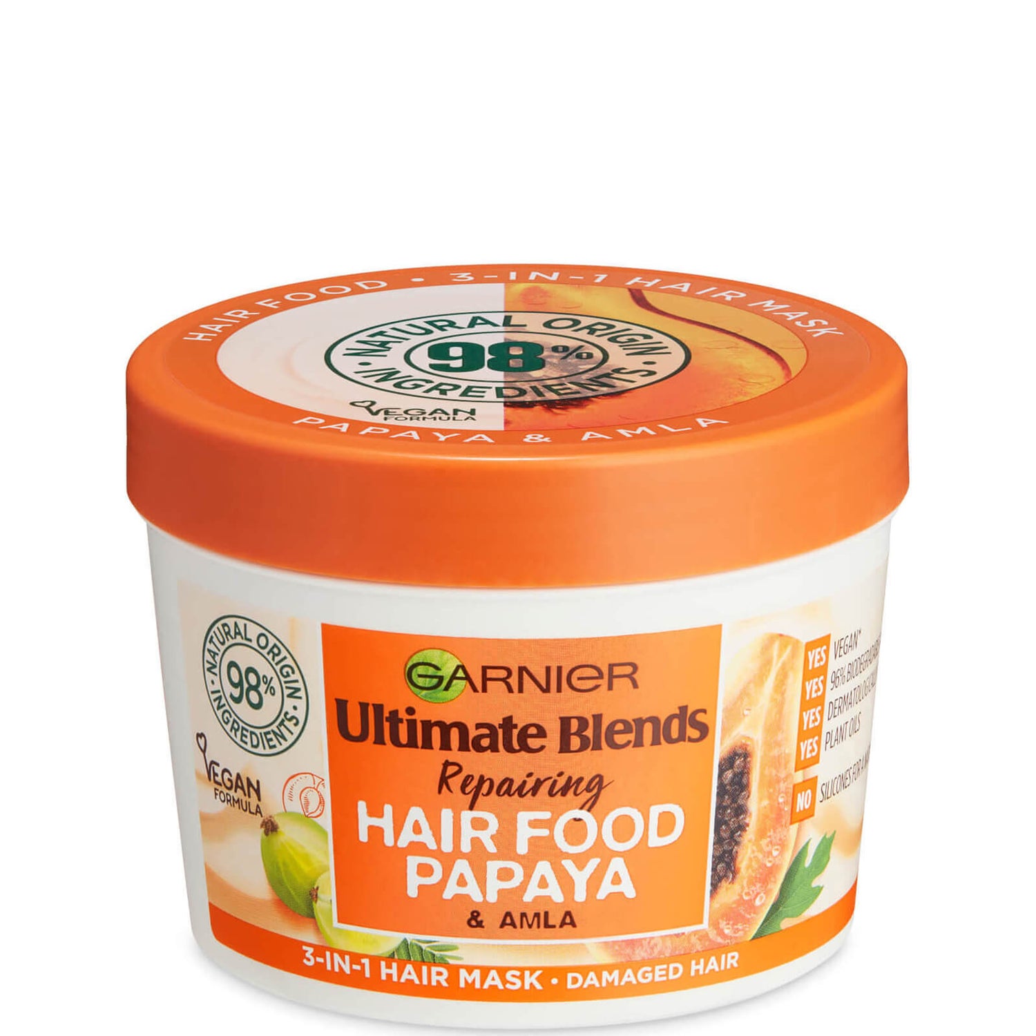 Garnier Ultimate Blends Hair Food Papaya 3-in-1 Damaged Hair Mask Treatment  390ml - LOOKFANTASTIC
