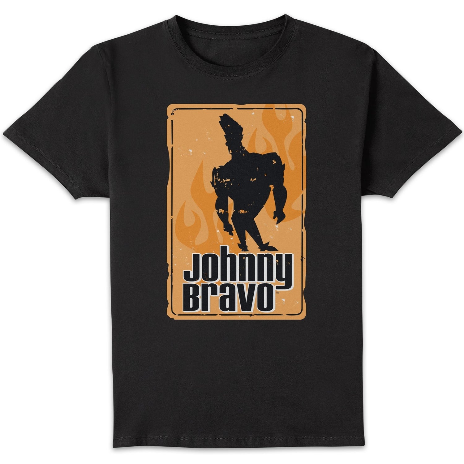 Johnny Bravo Fire Men's T-Shirt - Black