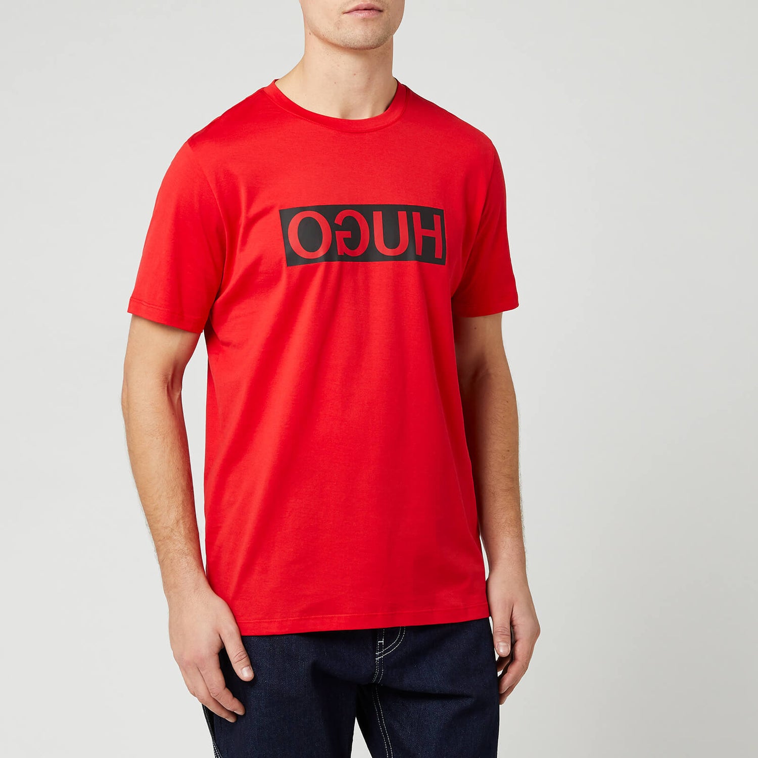 HUGO Men s Dicagolino Reverse Logo T Shirt Red TheHut