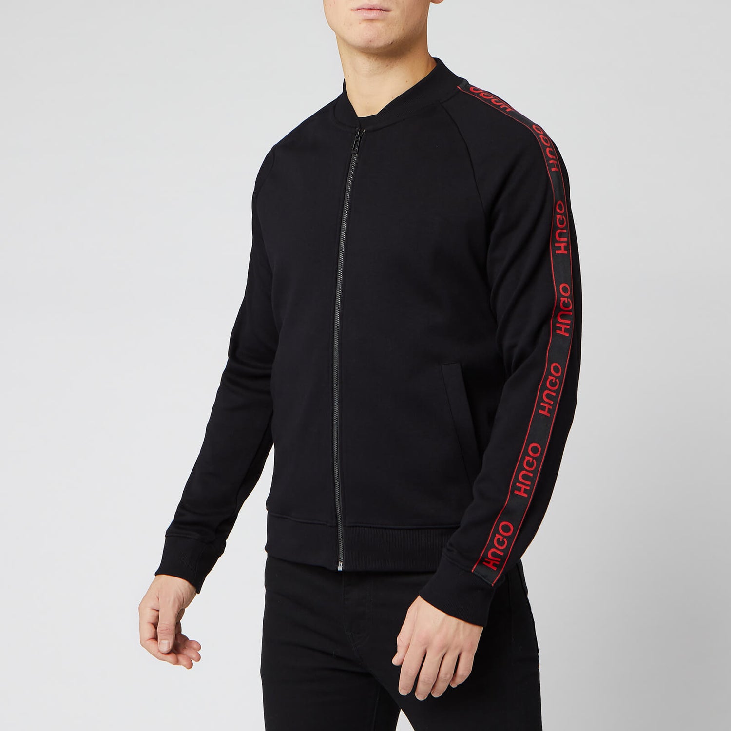HUGO Men s Dalkutta Tape Bomber Jacket Black Red TheHut