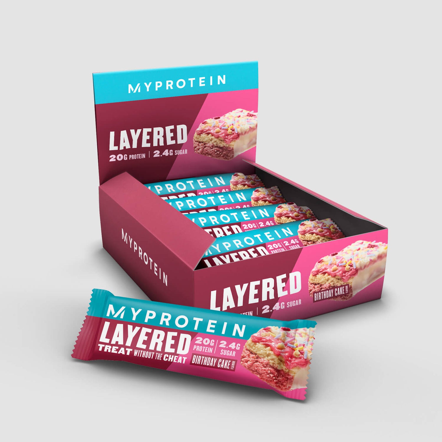 6 Layer Protein Bar - 12 x 60 - Bursdagskake