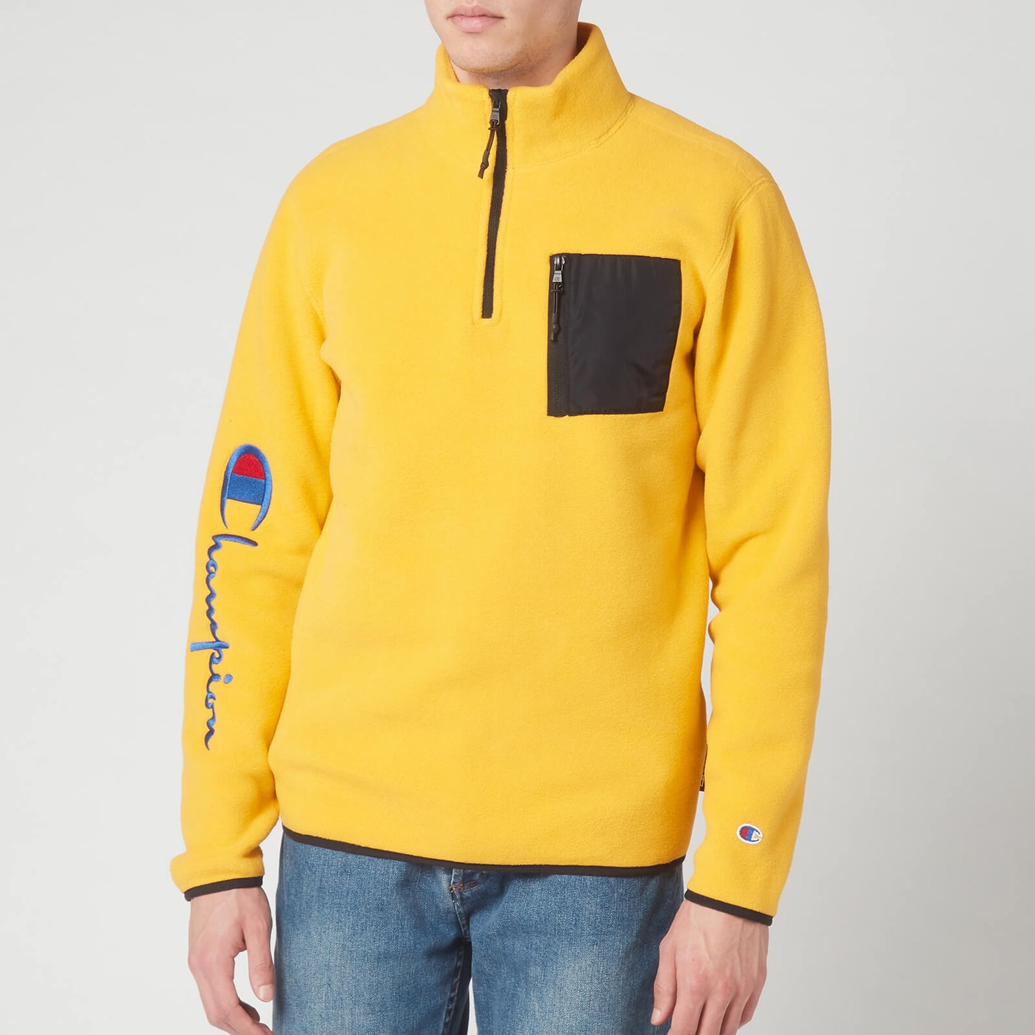 Clothing Champion Jacket Mens Yellow Champion Men's Sleeve Script