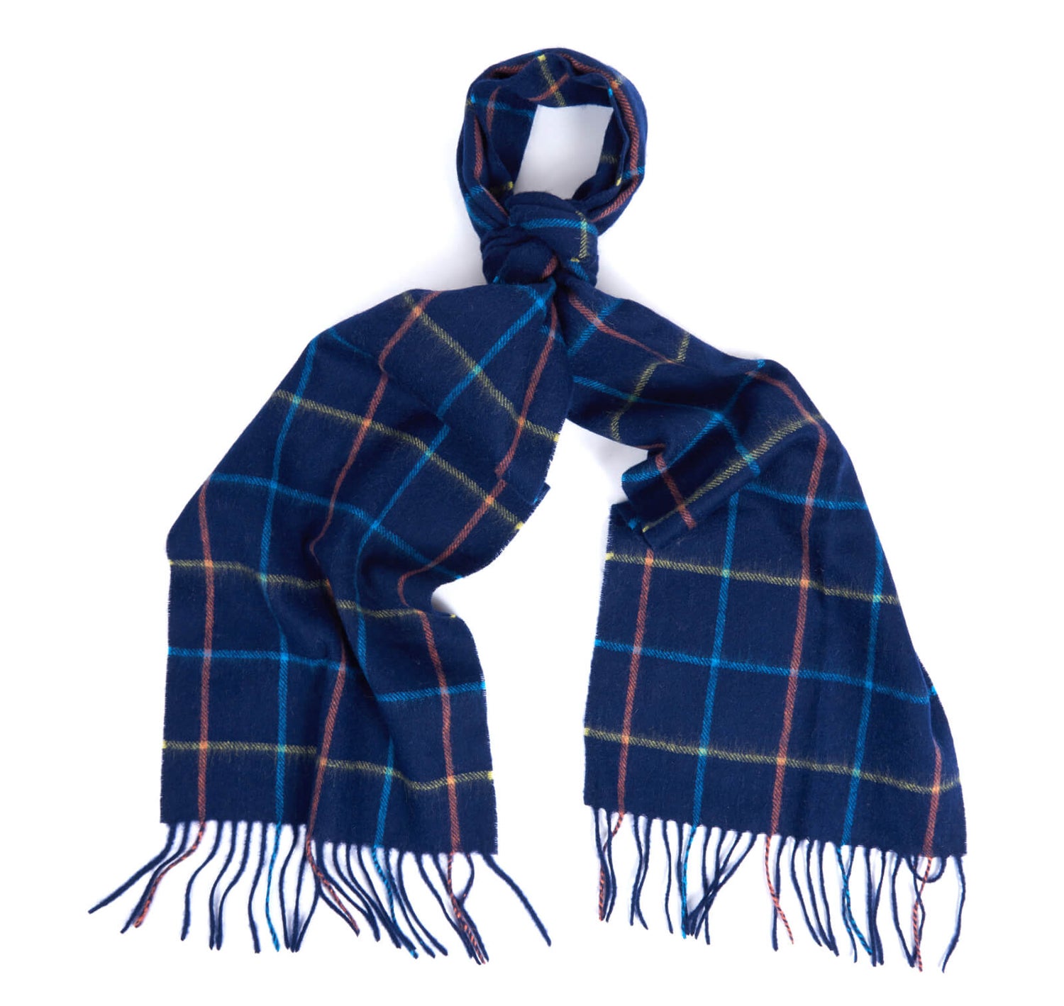 Barbour Men s Tattersall Lambswool Scarf Navy Blue TheHut