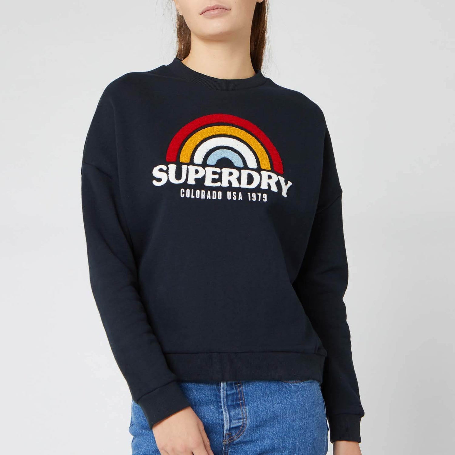 Superdry Women s Raven Panelled Crew Sweatshirt Eclipse Navy TheHut
