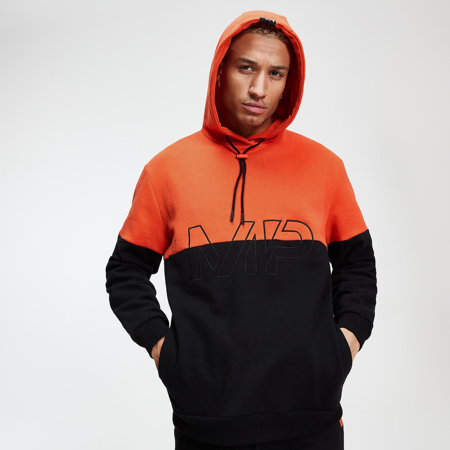 Orange and black split hoodie 2025