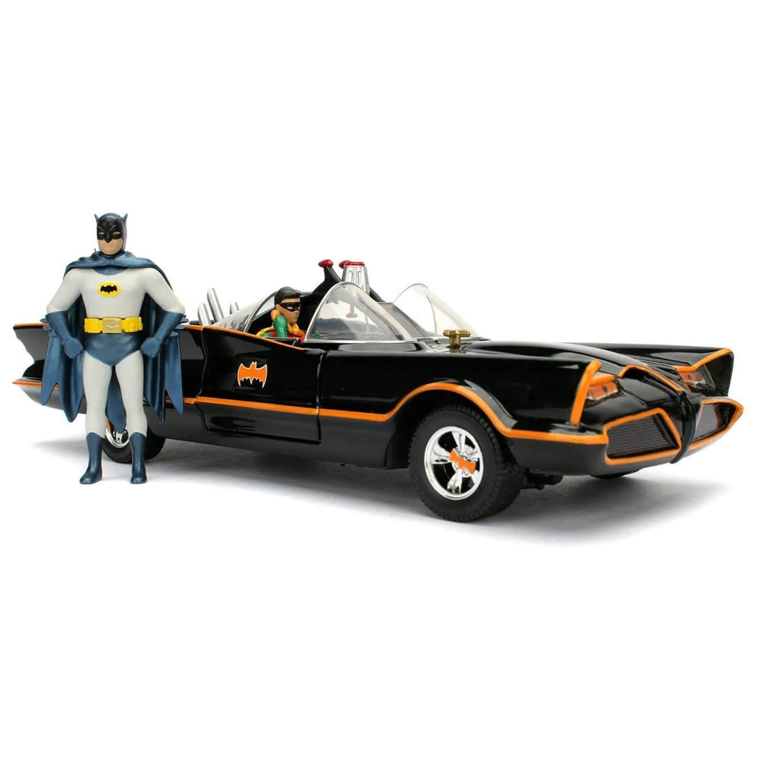 Figurine moulée échelle 1:24 Jada Batmobile 1966 avec Batman et Robin
