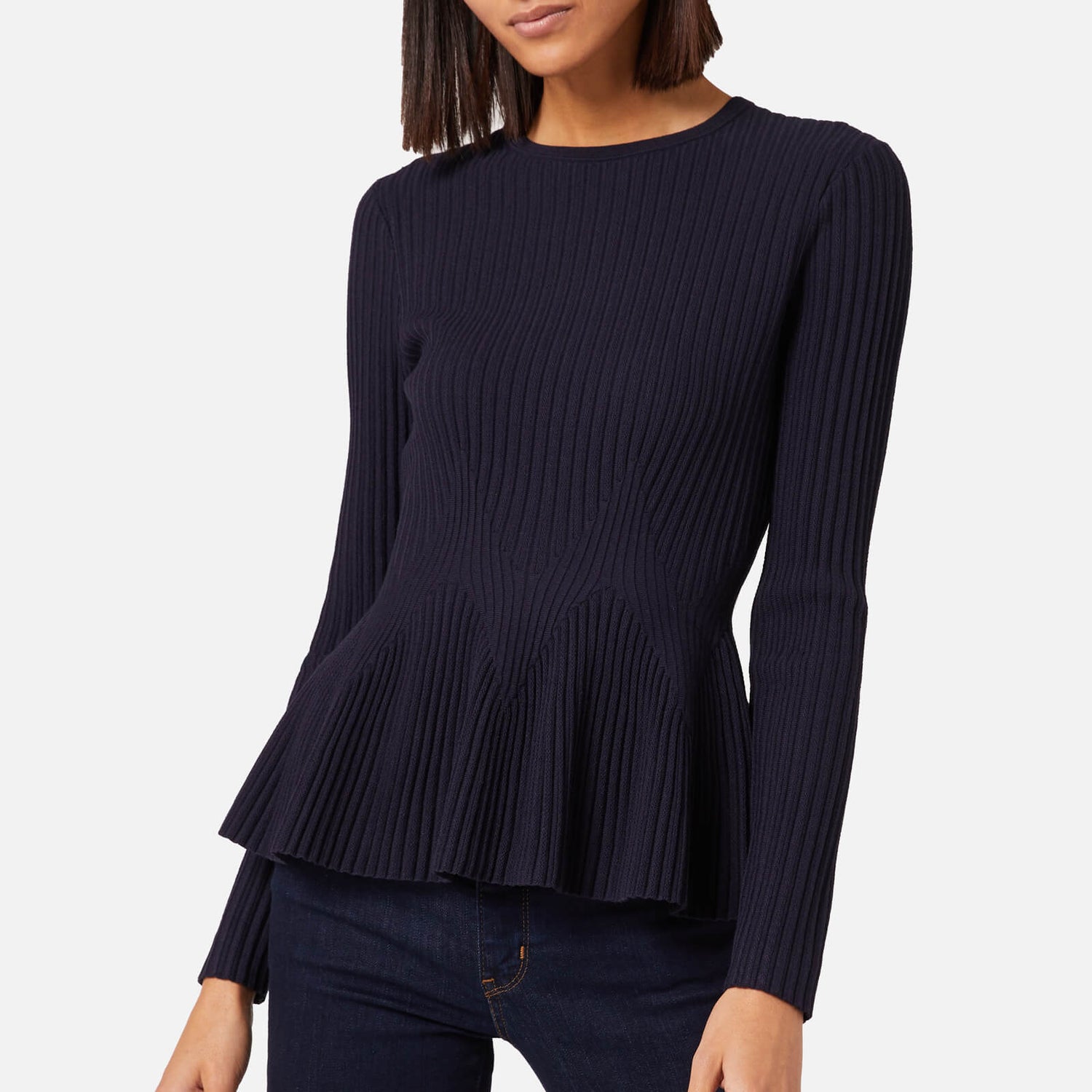 Ted Baker Women s Jariala Stitch Detail Peplum Jumper Dark Blue TheHut