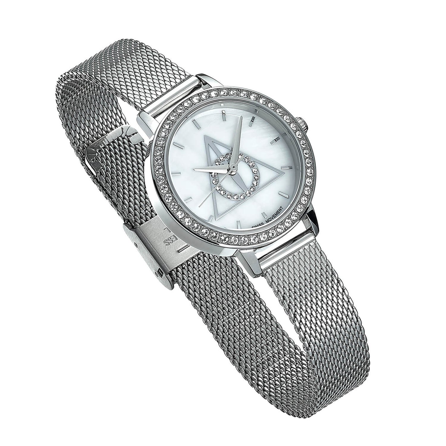 Harry Potter zilver Deathly Hallows horloge versierd met Swarovski kristallen