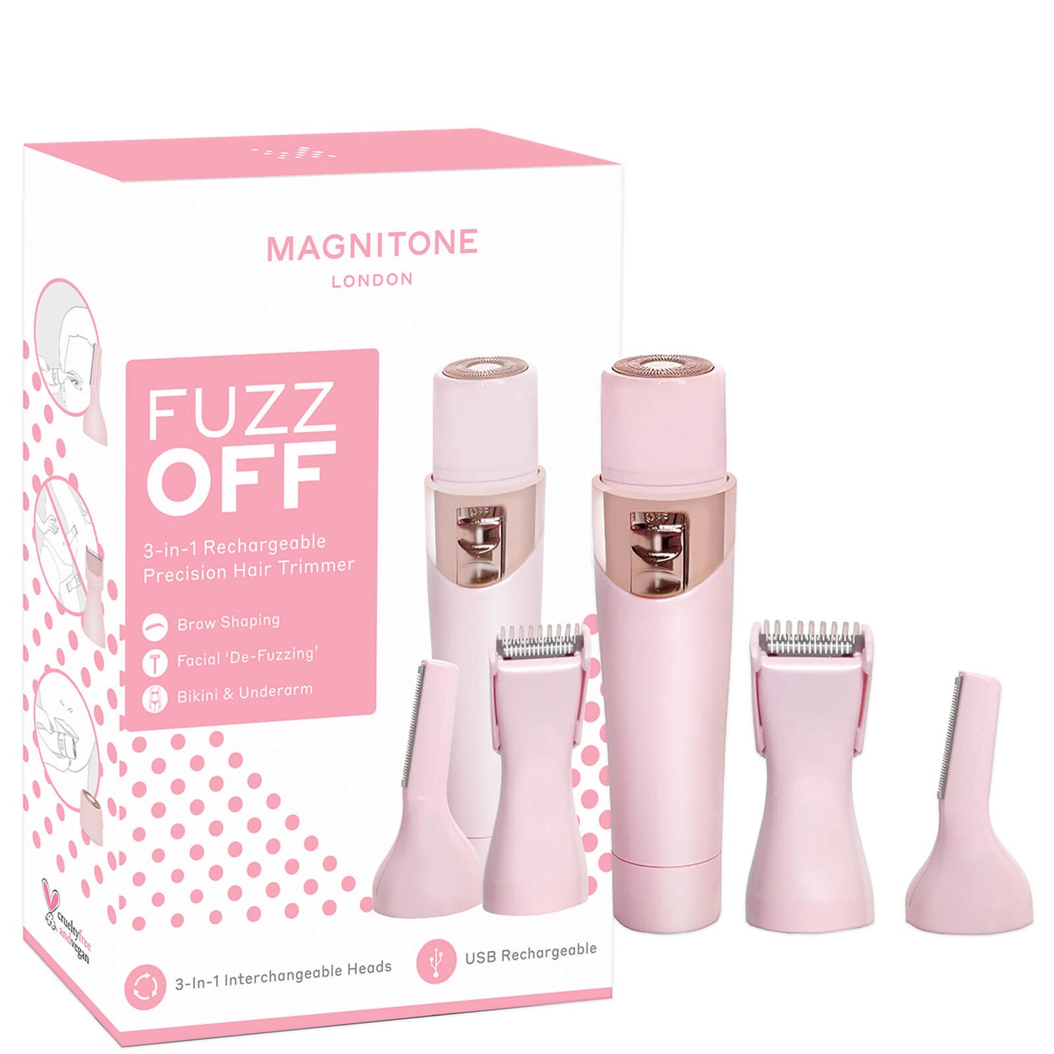 MAGNITONE London FuzzOff 3-in-1 Trimmer - Pink