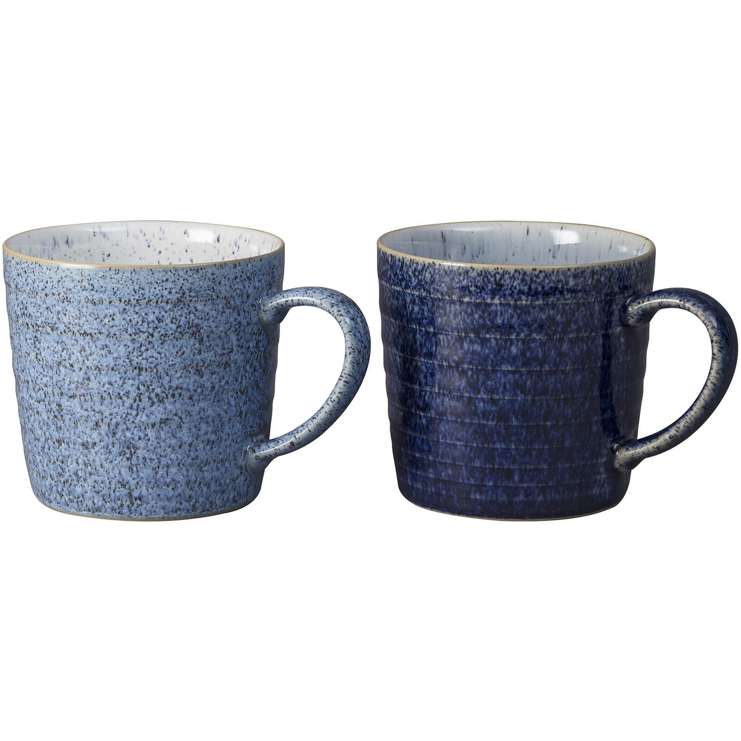 Denby Studio Blue Ridged Mugs - 400ml (Set of 2)