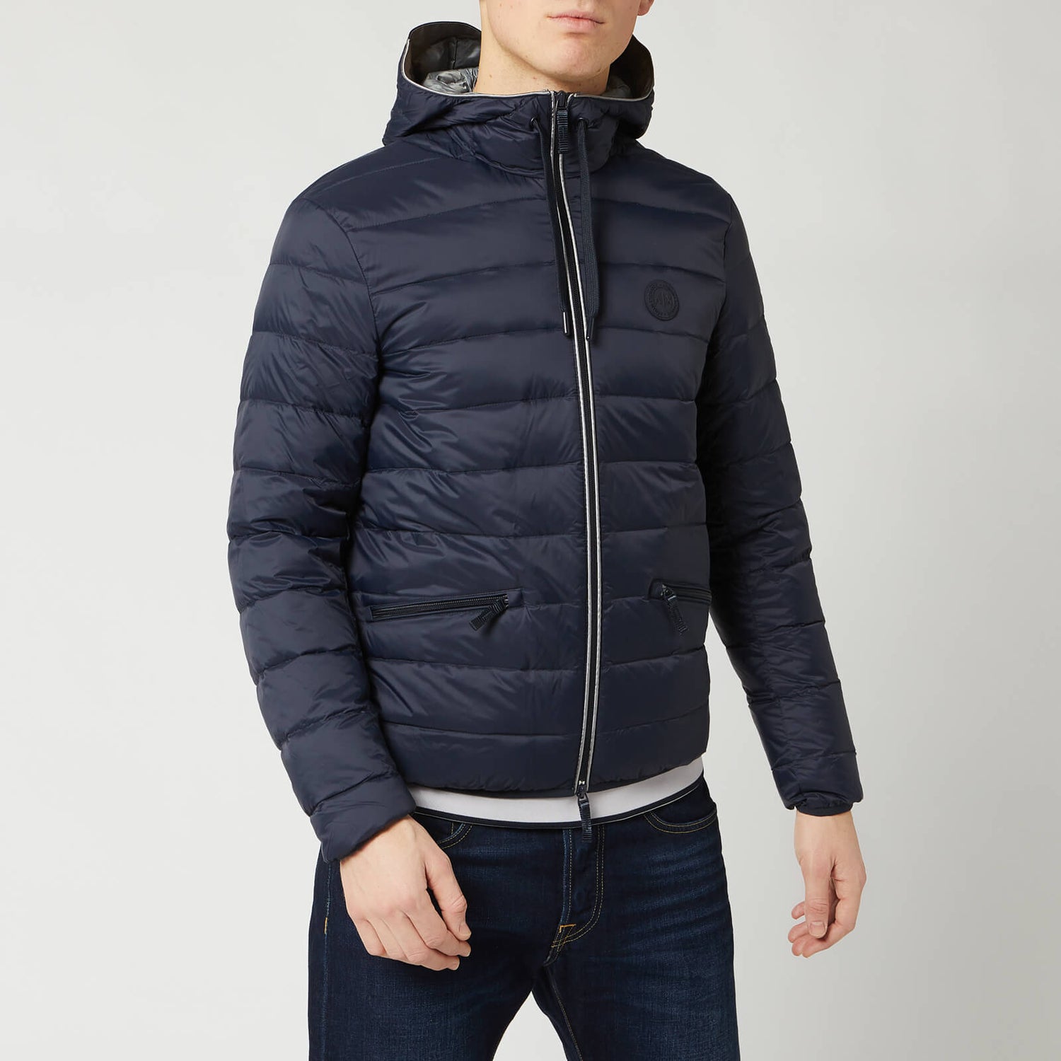 Armani exchange hooded down jacket navy clearance