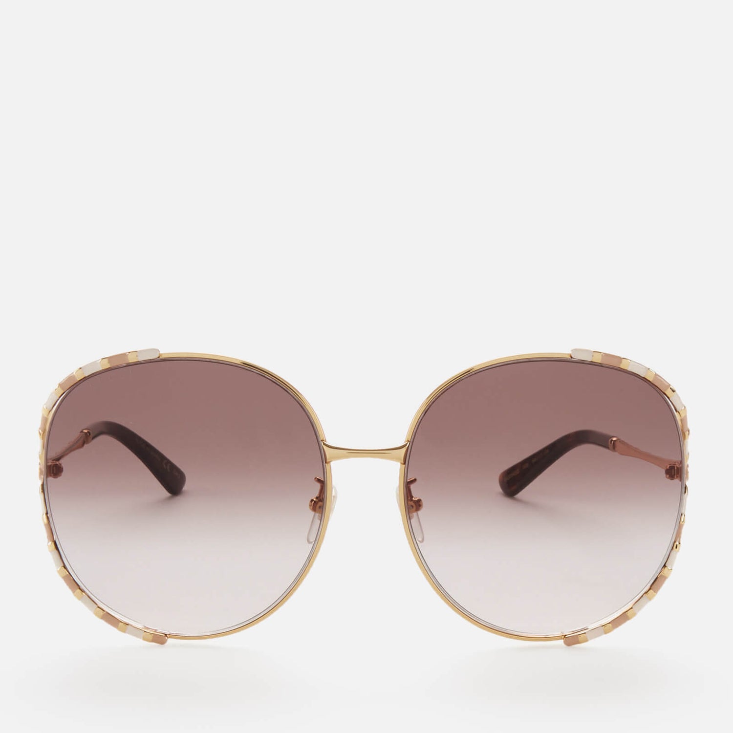 Gucci Women's Oversizsed Metal Frame Sunglasses - Gold/Brown