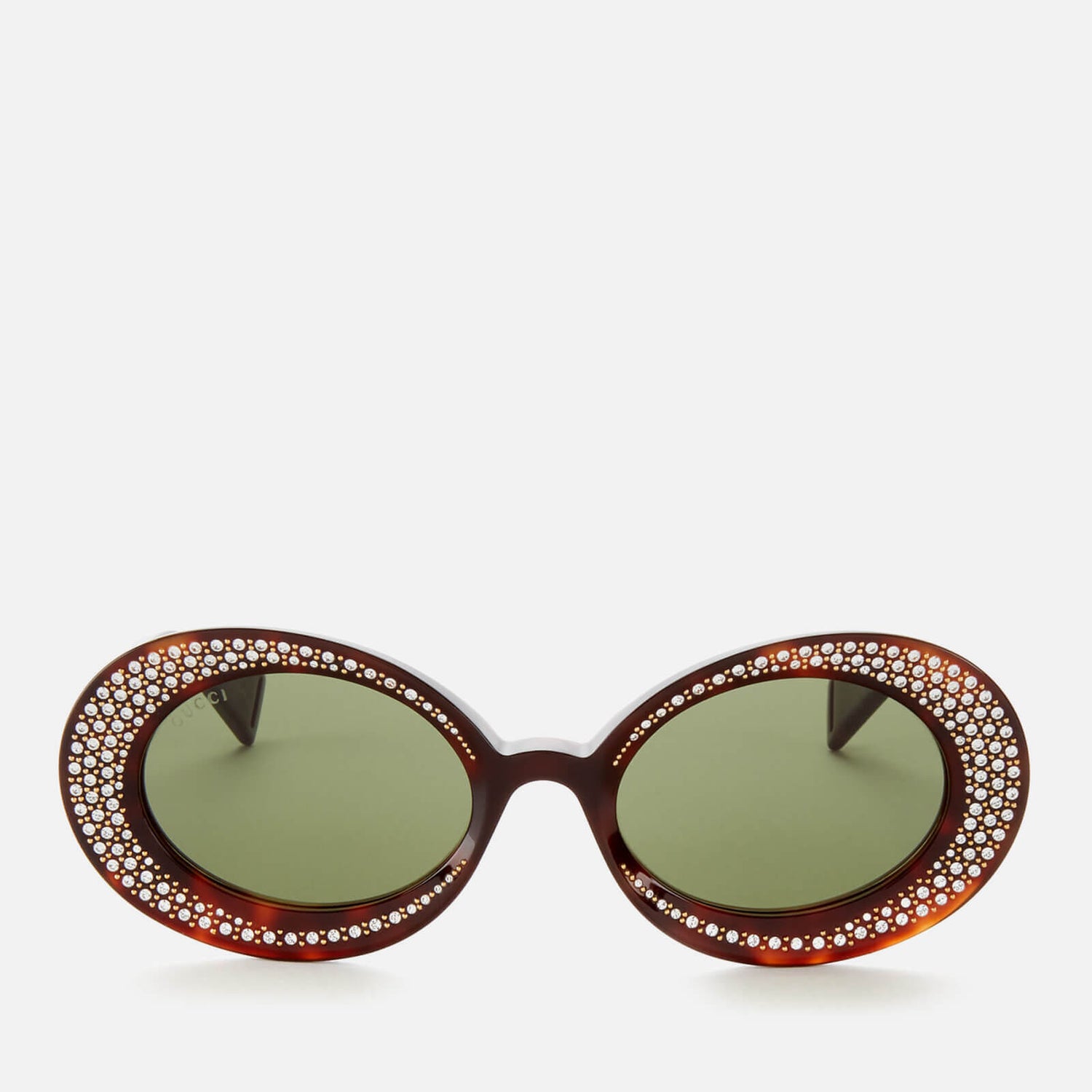 Gucci Women's Oval Diamante Acetate Sunglasses - Havana/Green