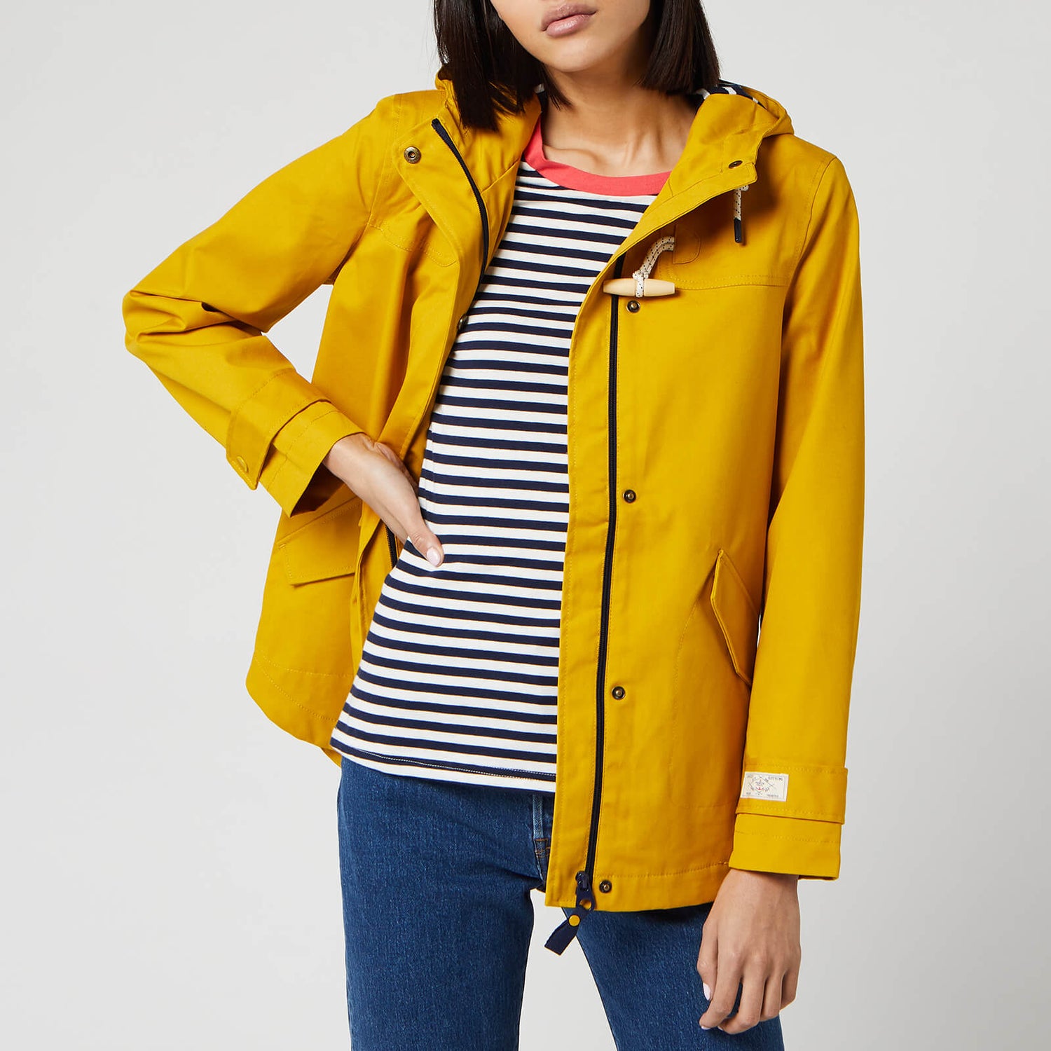 Joules coast mid length outlet waterproof jacket antique gold