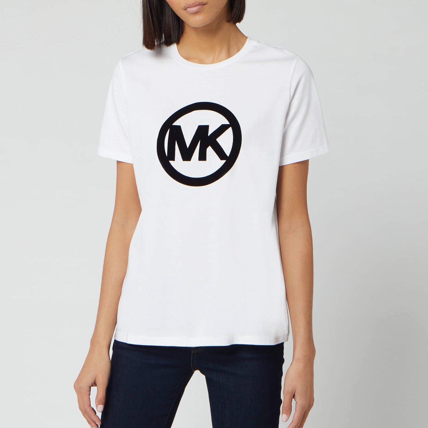 MICHAEL MICHAEL KORS Women's Circle Logo Flock T-Shirt - White 