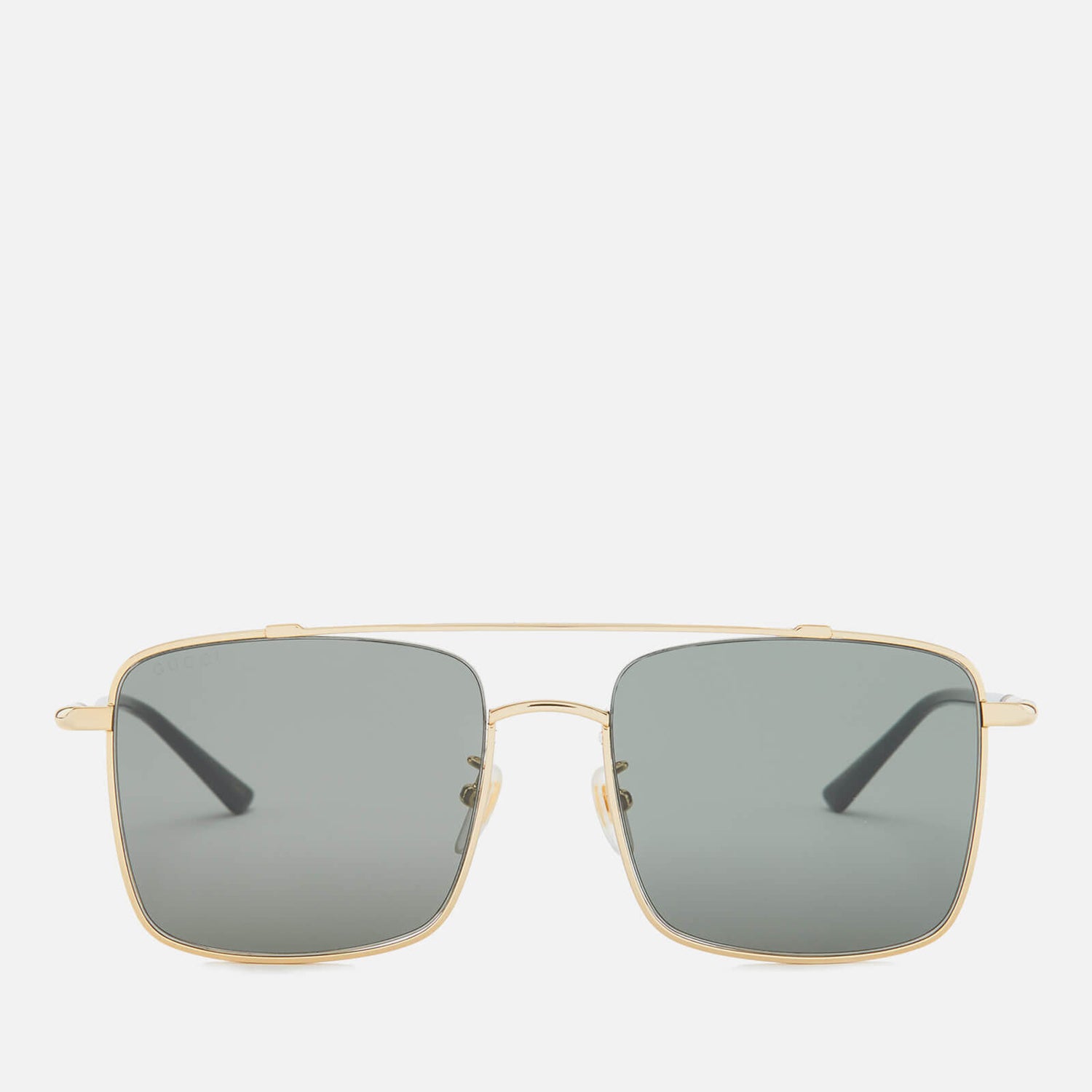 Gucci Men's Square Metal Aviator Sunglasses - Gold/Black/Grey