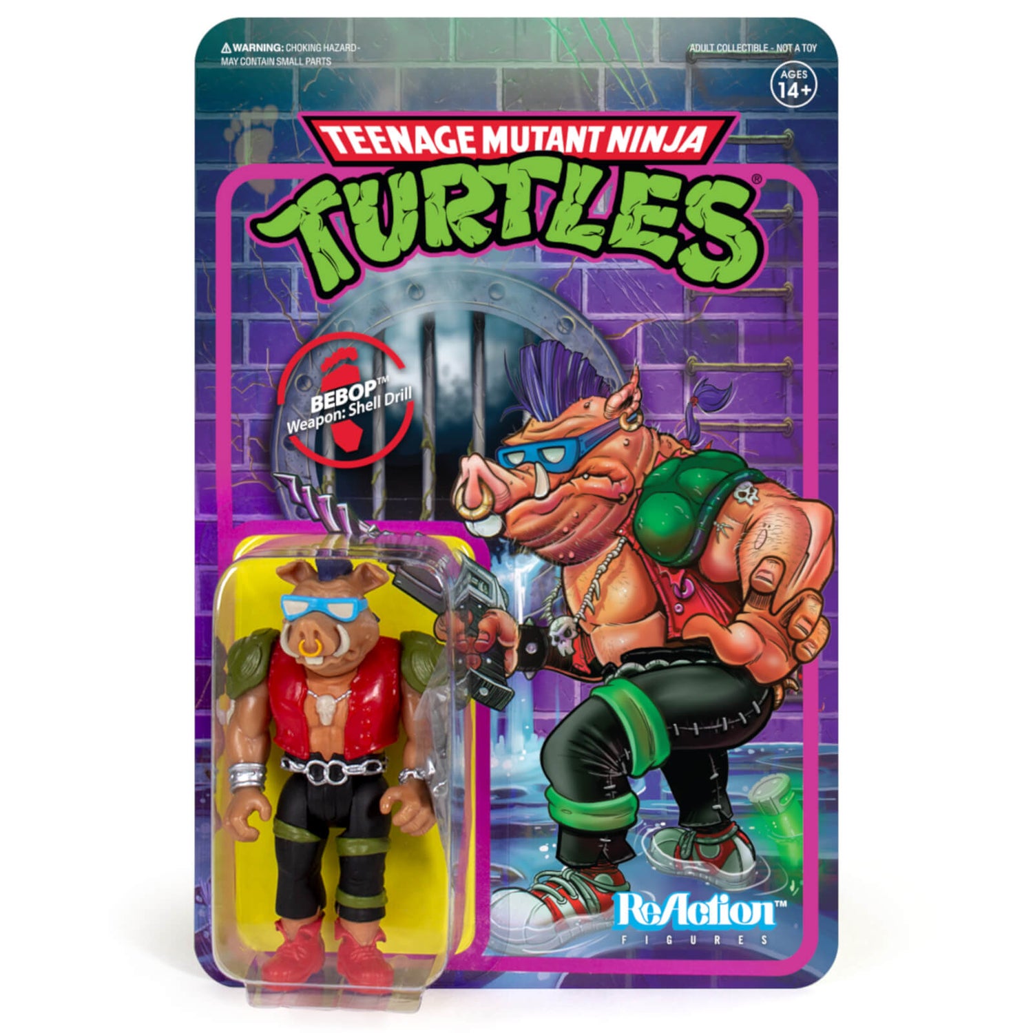 Super7 Teenage Mutant Ninja Turtles ReAction Figure Bebop Merchandise Zavvi US