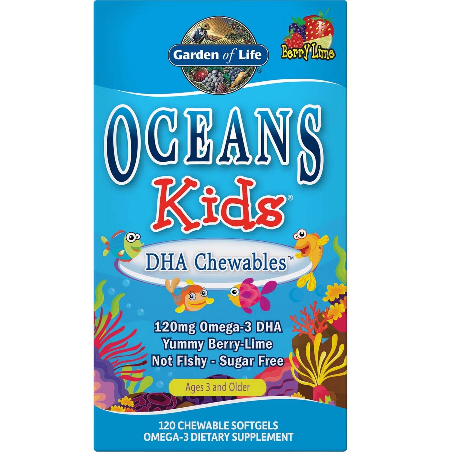 Oceans 兒童 DHA Omega-3 咀嚼錠 - 莓果萊姆 - 120 錠