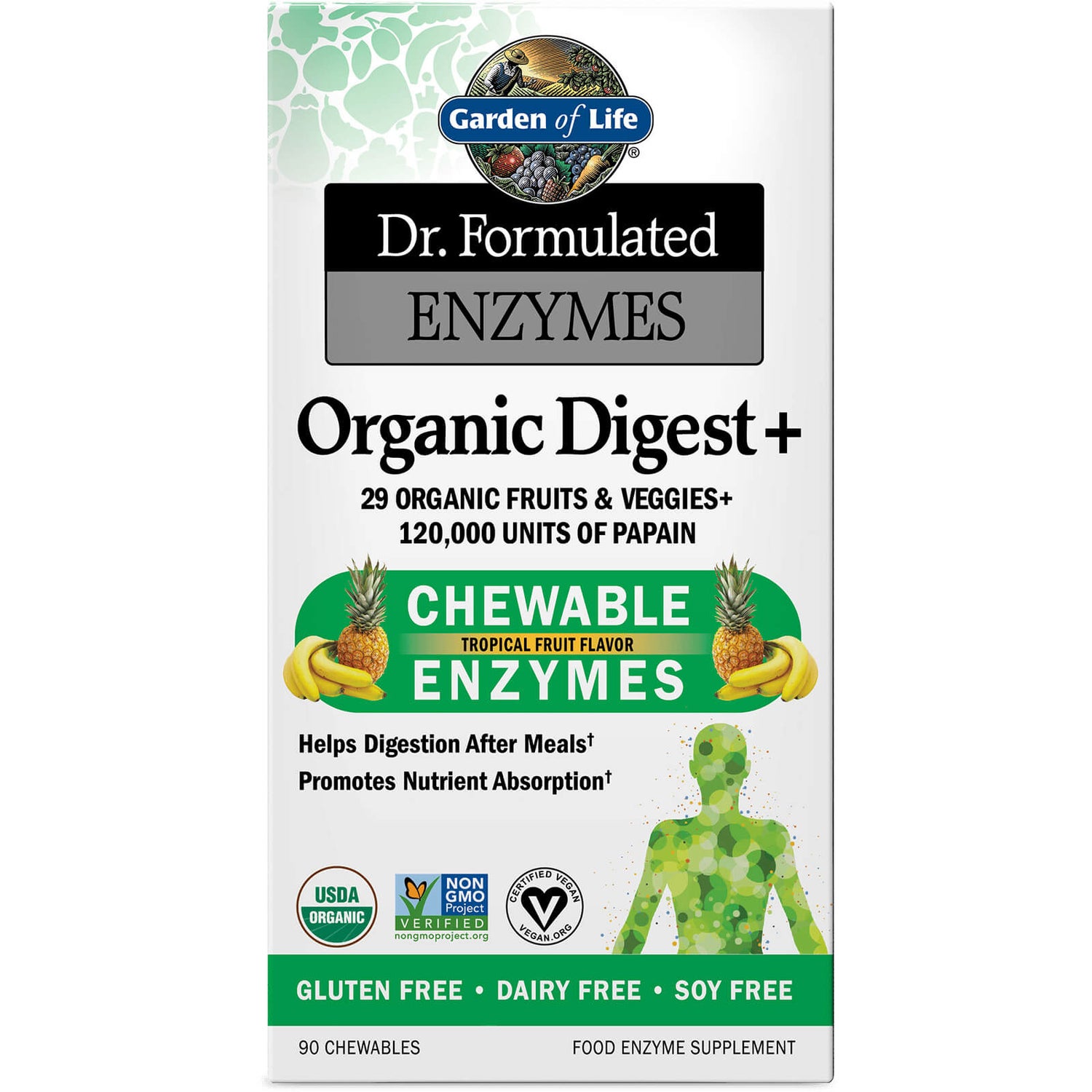Enzymes Organic Digest+ 有機消化輔助酵素 - 熱帶水果 - 90 錠咀嚼錠
