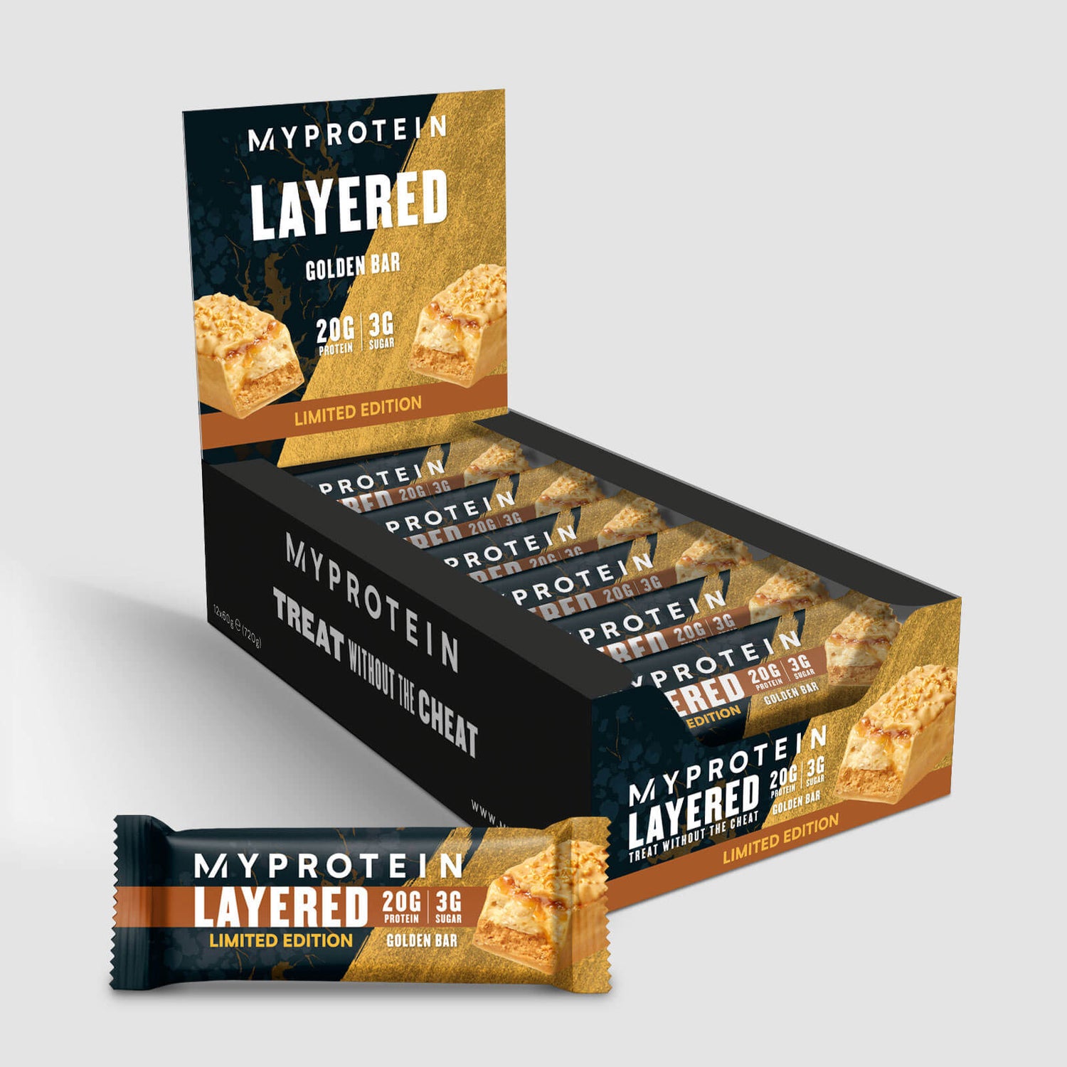 Myprotein Layered Bar, Gold - 12 x 60g - Gold