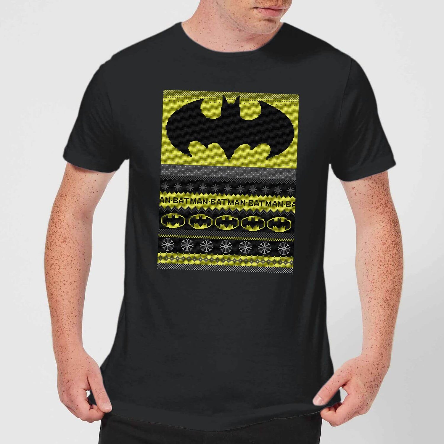 DC Comics Batman Men s Christmas T Shirt in Black Clothing Zavvi US