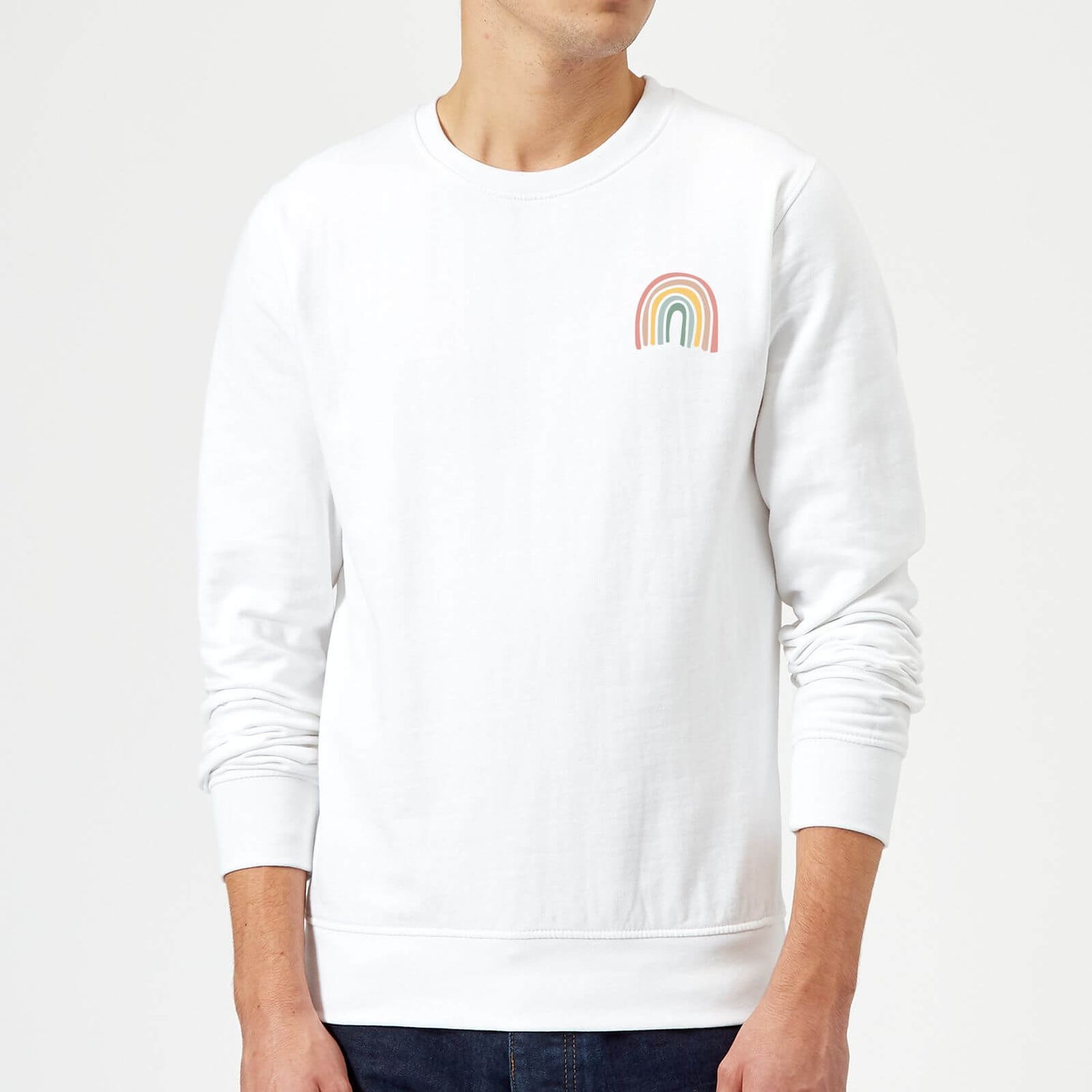 Hand Drawn Rainbow Sweatshirt White S
