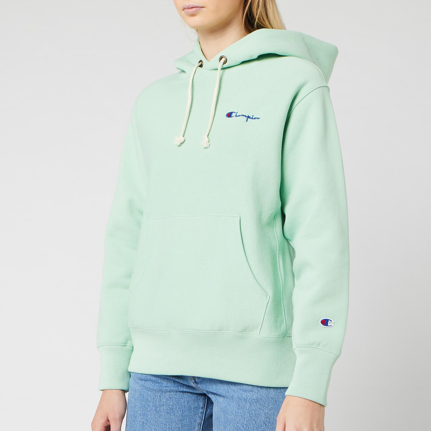 Champion Women's Small Script Hooded Sweatshirt - Mint Green - XS