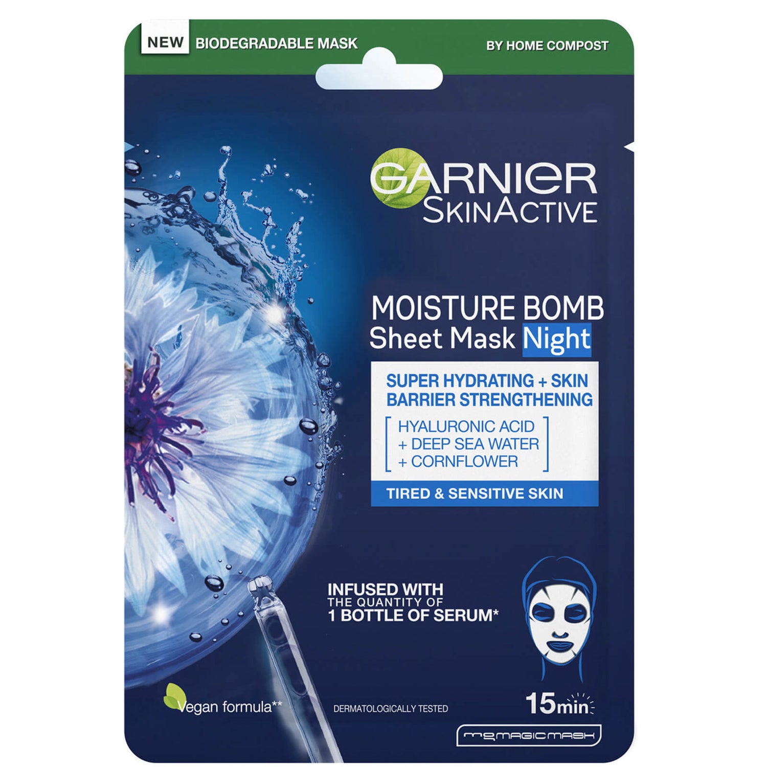 Garnier Moisture Bomb Deep Sea Water & Hyaluronic Acid Tissue Maschera Night 32g
