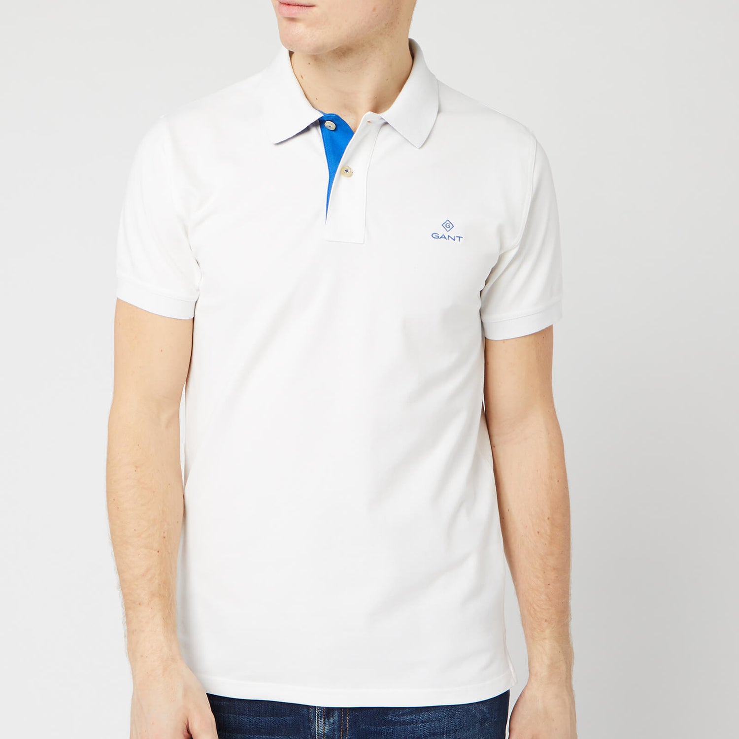 GANT Men's Contrast Collar Pique Rugger Polo Shirt - Eggshell - S
