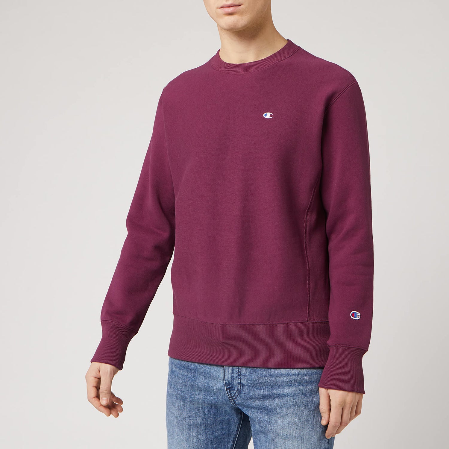Champion Men s Logo Crew Neck Sweatshirt Burgundy TheHut