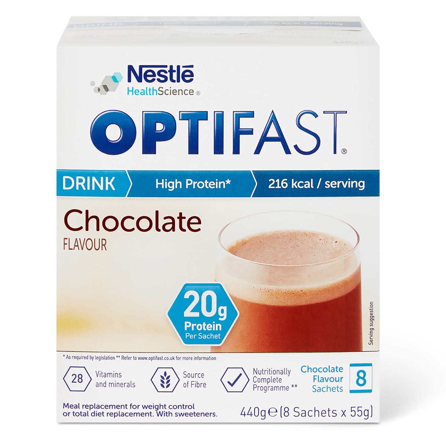 OPTIFAST Shakes - Chocolate - 1 Month Supply (32 Sachets)