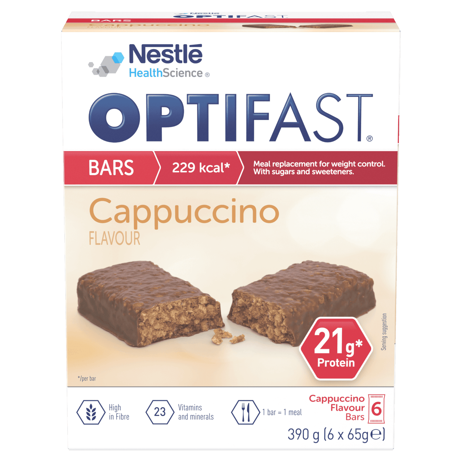 OPTIFAST Meal Bar - Cappuccino - 1 Week Supply - 1 Box (6 Bars)