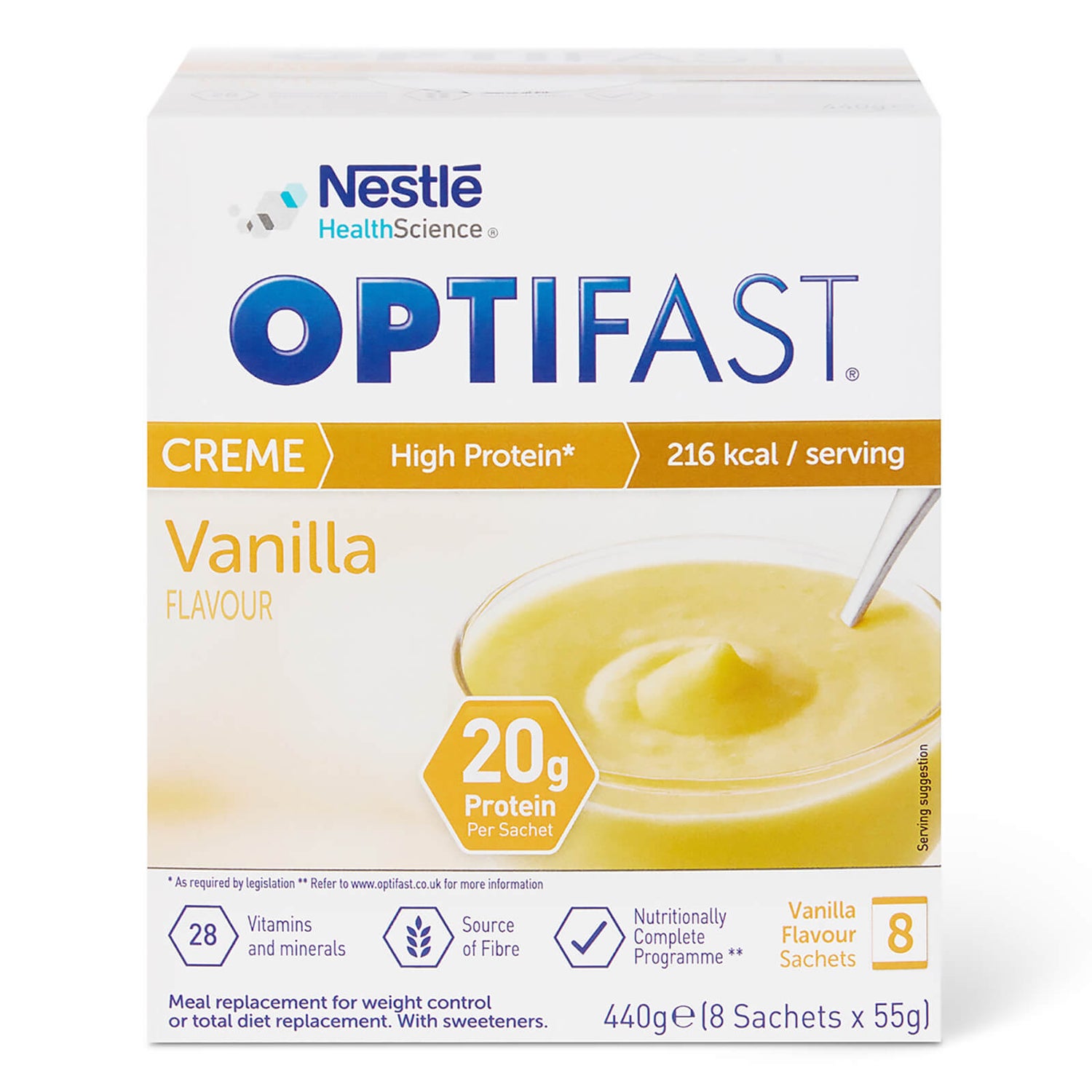 OPTIFAST Dessert - Vanilla - 1 Month Supply - 4 Boxes (32 Sachets)