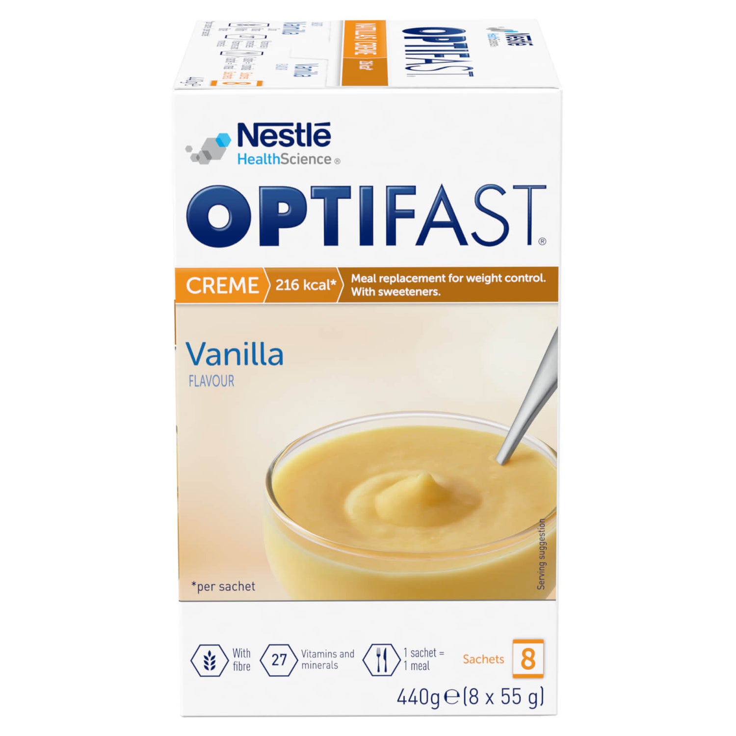 OPTIFAST Dessert - Vanilla - 1 Week Supply - 1 Box (8 Sachets)