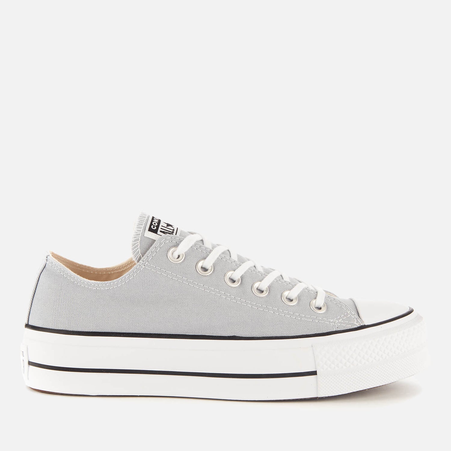 Converse Women s Chuck Taylor All Star Lift Seasonal Ox Trainers Wolf Grey White Black TheHut