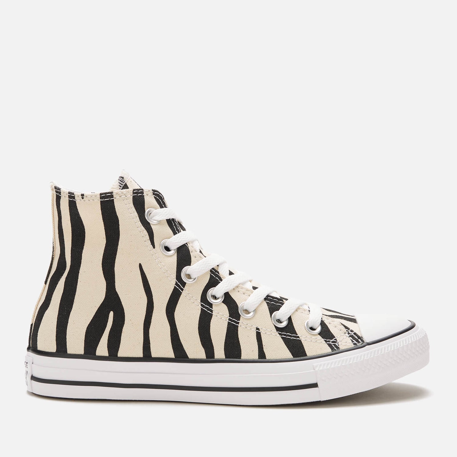 Converse Chuck Taylor All Star Canvas Archive Zebra Hi-Top Trainers - Black/Greige/White - UK 3