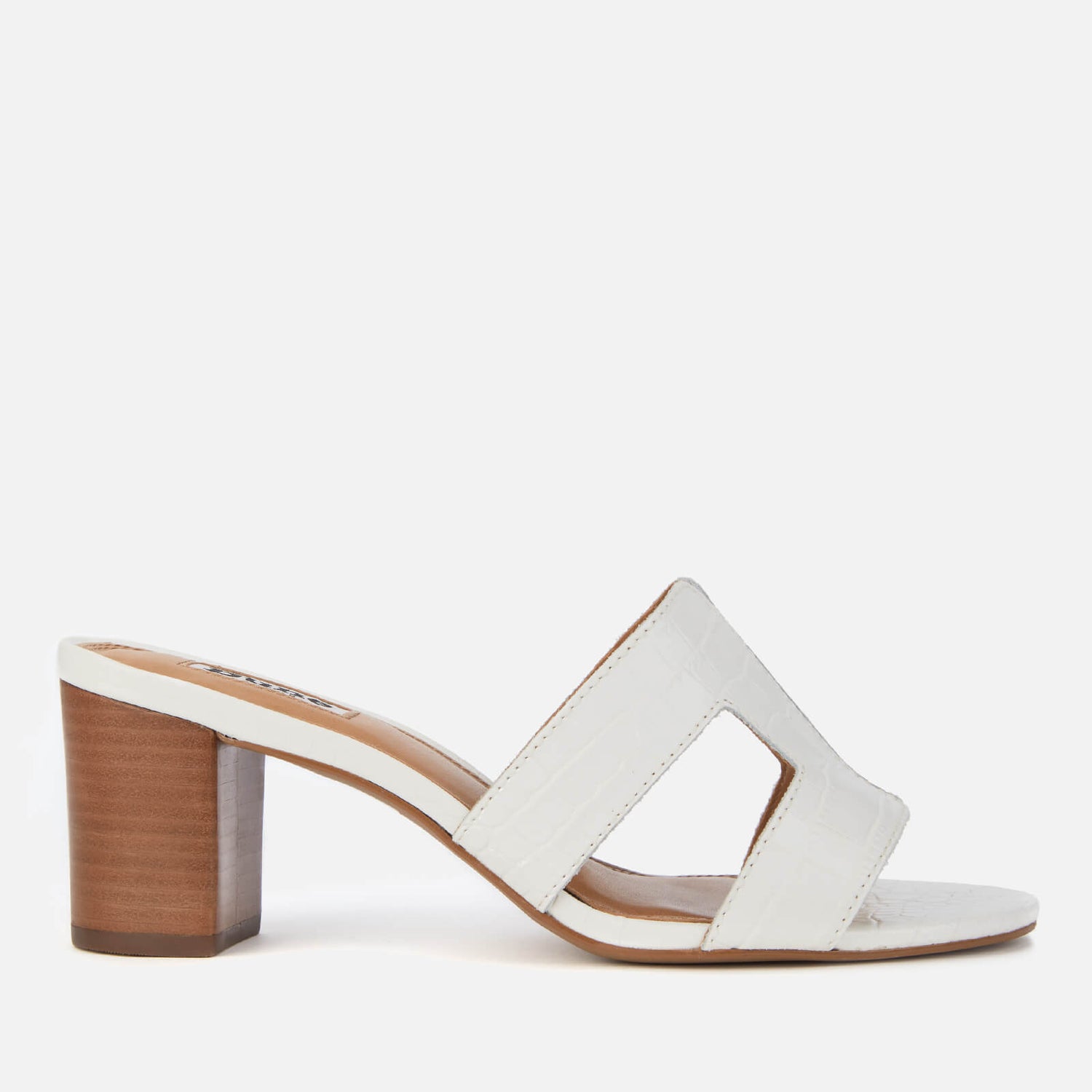 Dune Women s Joupe Croc Leather Heeled Mules White
