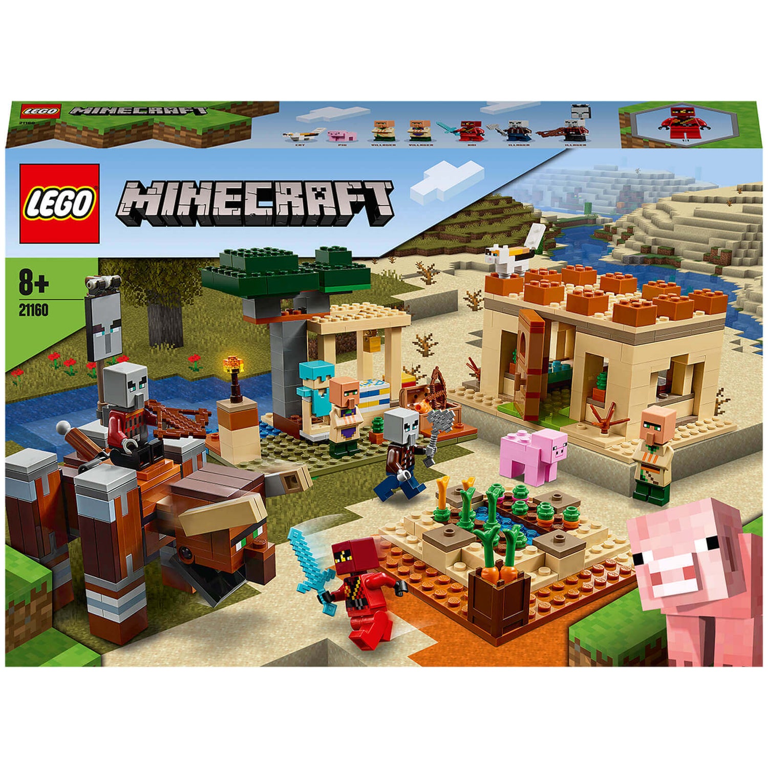 LEGO 21160 Minecraft De Illager overval Dorp Bouwset met Poppetjes van Illager, Villager en Kai voor Kinderen vanaf 8 Jaar