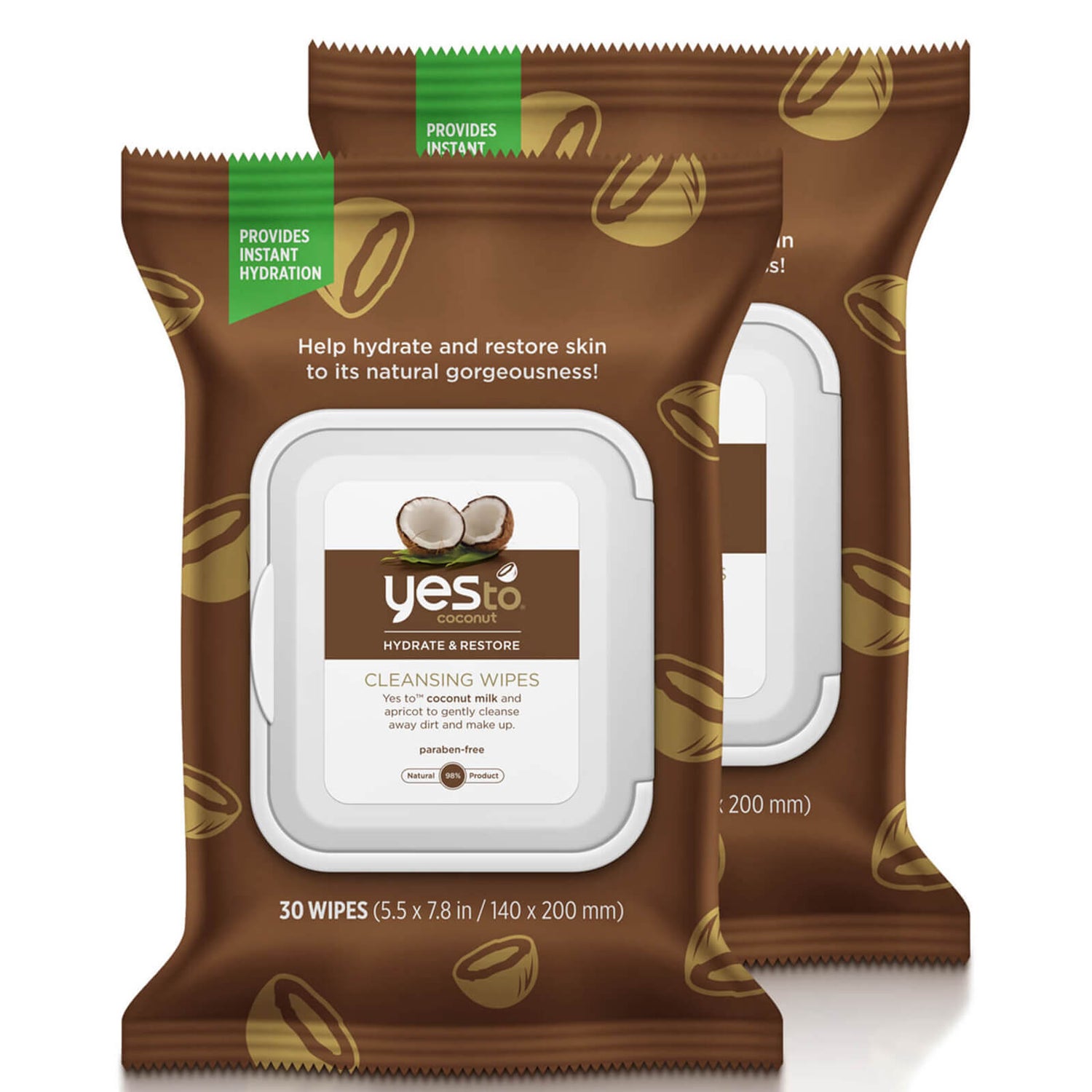 yes to Coconut Cleansing Wipes (Pack of 2) (Worth £7.98)