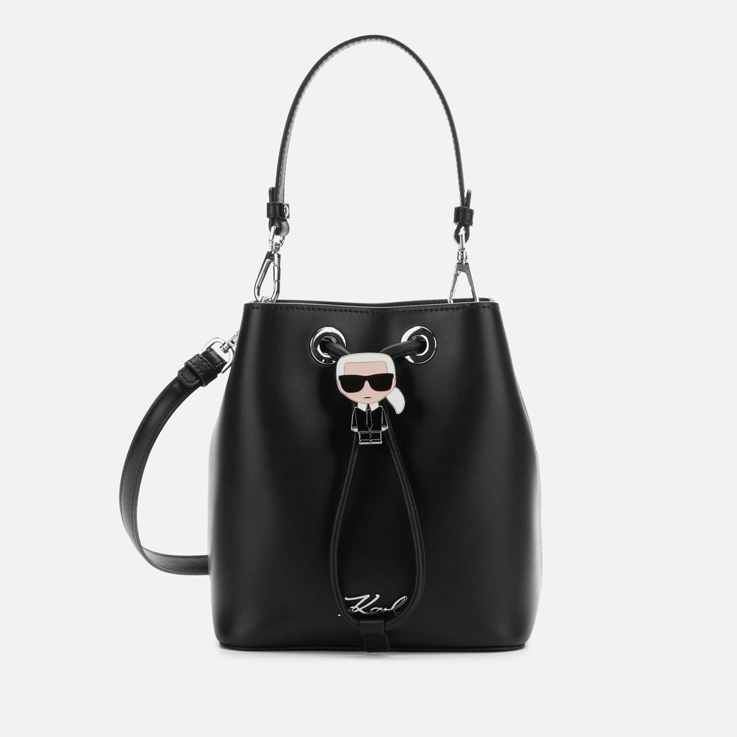Womens Bags Bucket bags and bucket purses Karl Lagerfeld Leather Small K/ikonik Bucket Bag in Black 