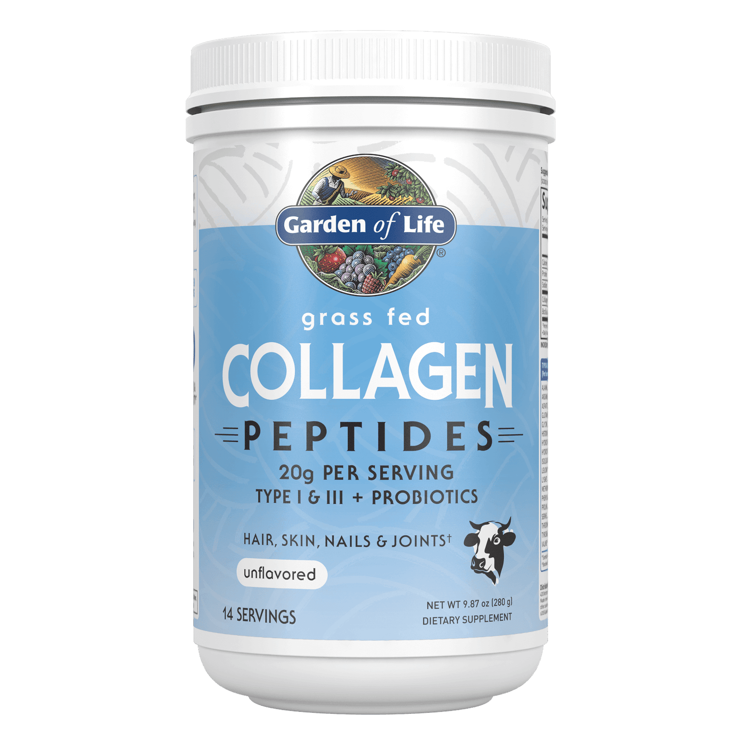 Polvere a base di peptidi di collagene da bovini nutriti con erba 280g