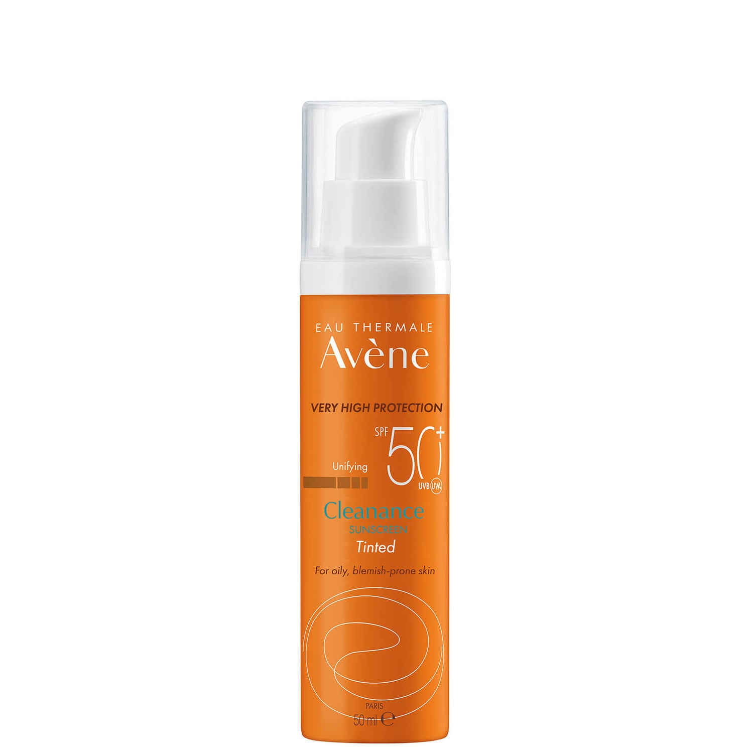 Очищающий тонирующий крем с очень высокой степенью защиты SPF50 + солнцезащитный крем для кожи, склонной к пятнам, Avène 50 мл