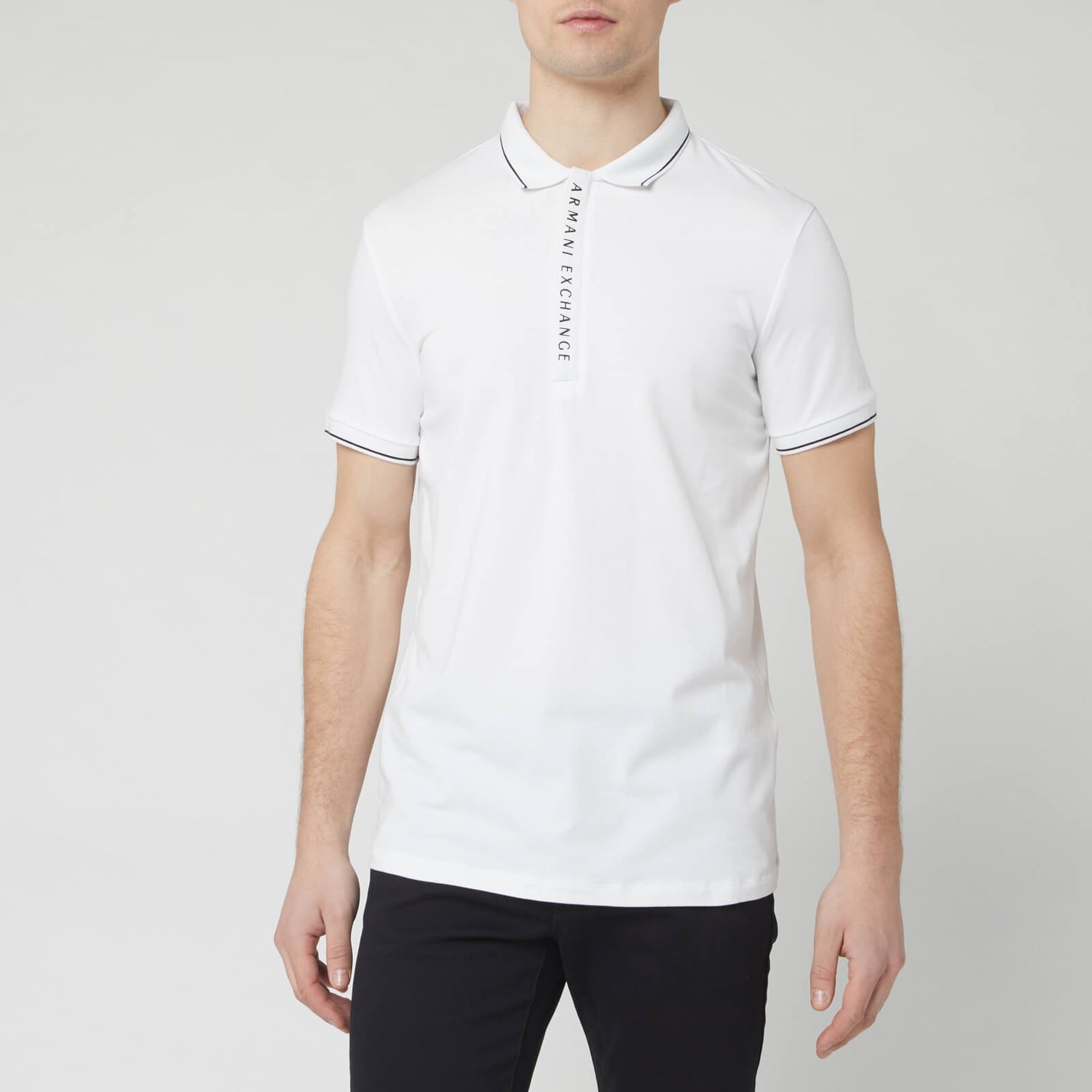 Armani Exchange Men's Placket Detail Polo Shirt - White - S