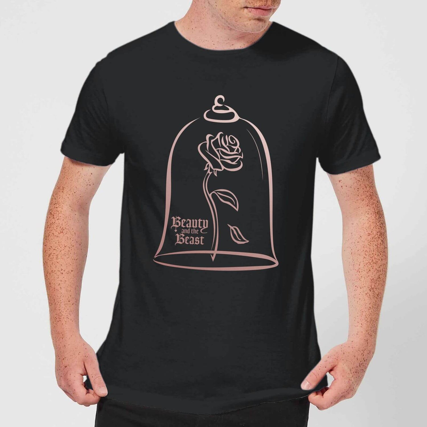 Disney Beauty And The Beast Rose Gold Men s T Shirt Black Clothing Zavvi France