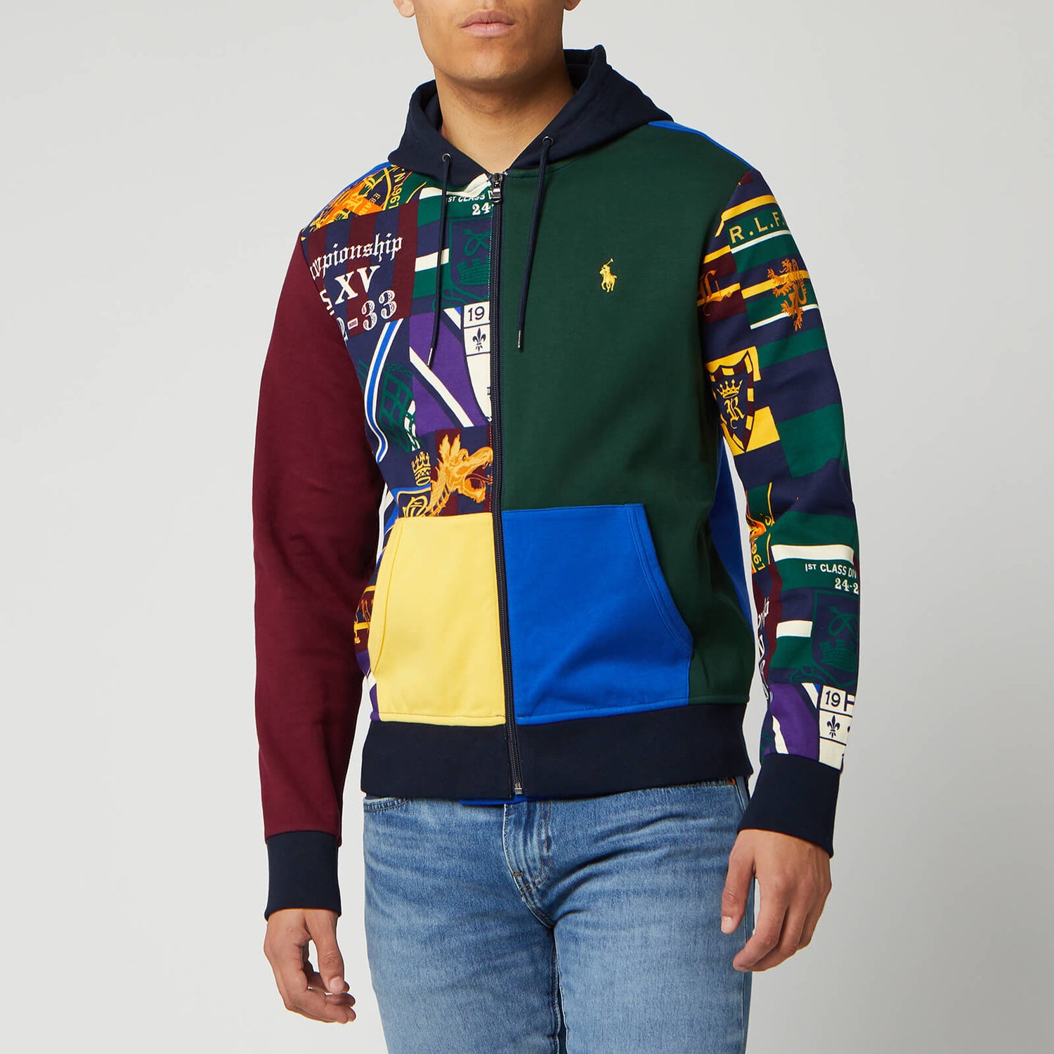 patchwork hoodie polo