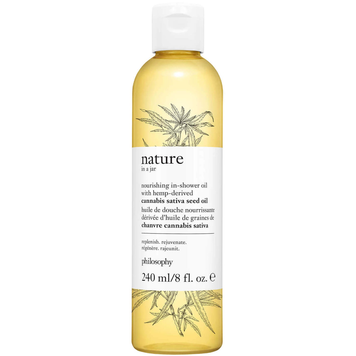 philosophy Nature in a Jar Nourishing In-Shower Oil with Hemp-Derived Cannabis Sativa Seed Oil 240ml