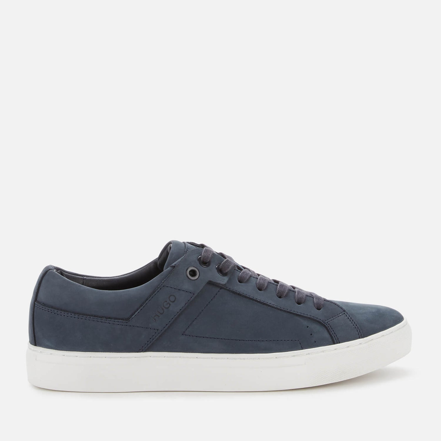HUGO Men s Futurism Tenn Leather Cupsole Trainers Dark Blue TheHut