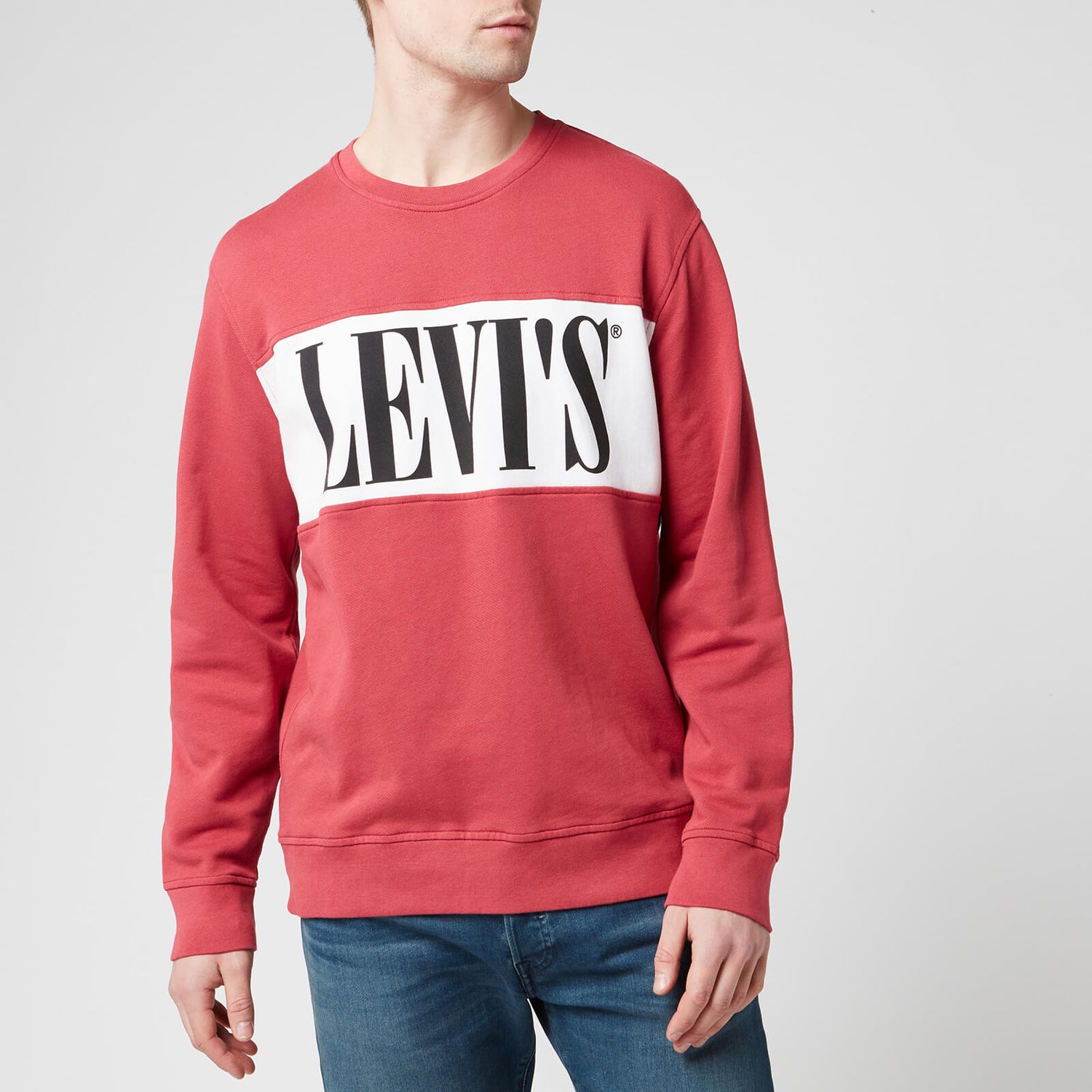 Levi's Men's Logo Colorblock Crewneck Sweatshirt - Red/White 