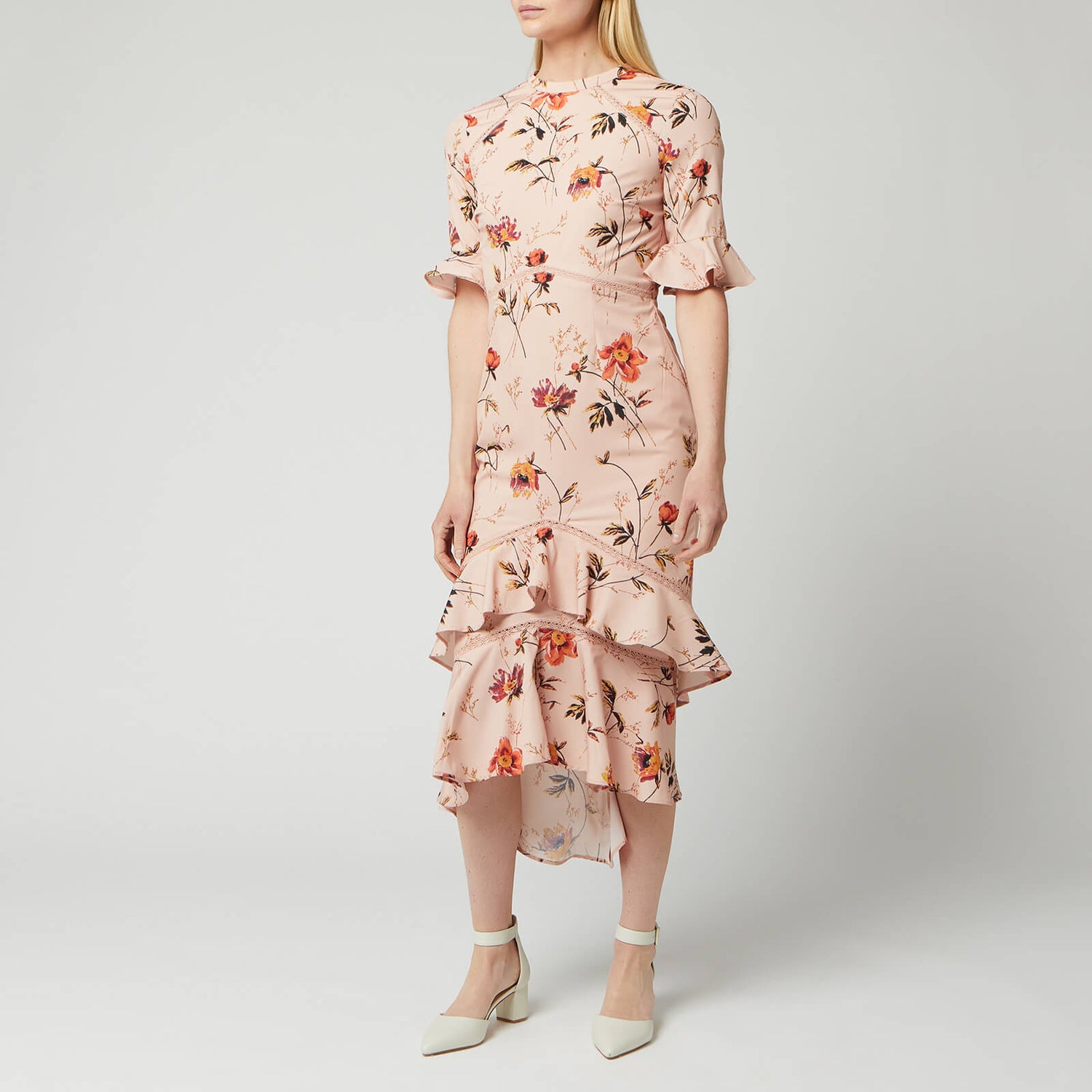 Hope and ivy fluted sleeve midi with cut out best sale